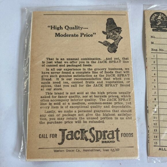 Lot Vintage 1940's Flink's Jack Sprat Food Store Invoice Book Receipt Ledger Ad - Picture 3 of 8